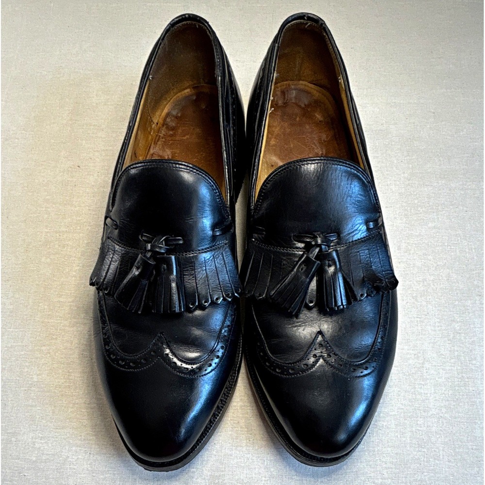 Johnston & Murphy Aristocraft Black Leather Tassel Wingtip Loafers 9D